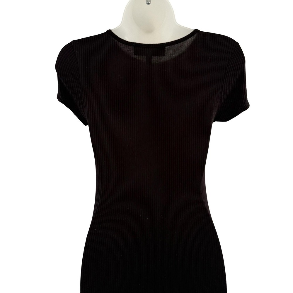 Obsessive Love Los Angeles Dress Womens Small Black Ribbed Bodycon Ruched Midi - Picture 9 of 16